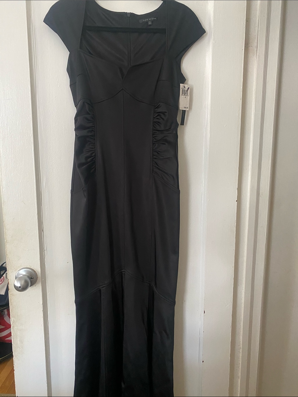 Alexander Mcqueen Black Cap-Sleeve Dress With Side Ruching